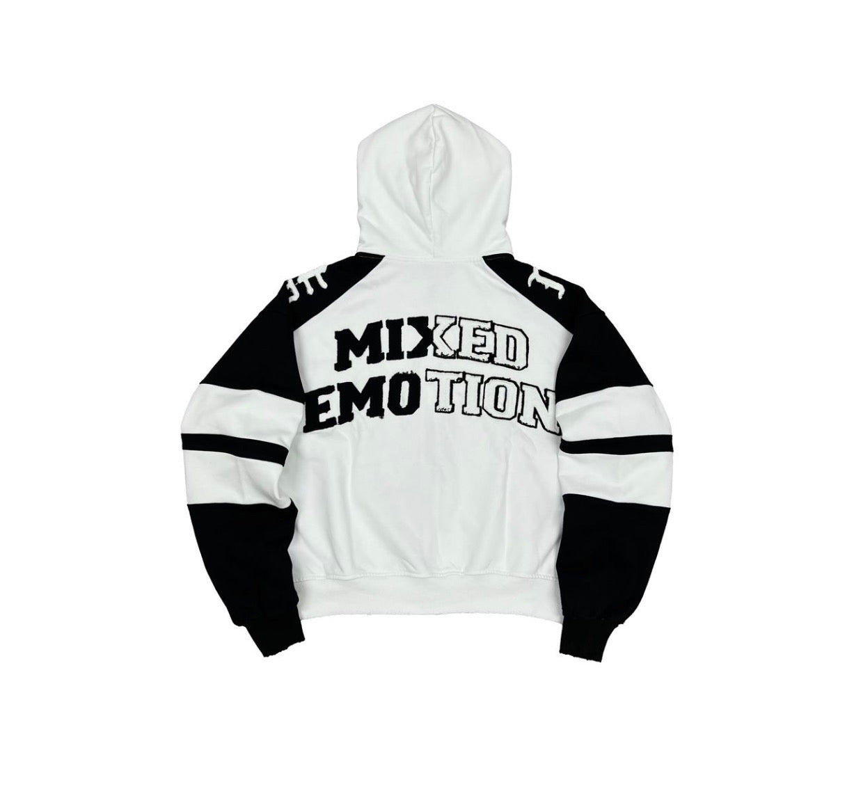 mixed emotion varsity hoodie