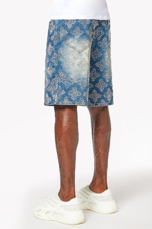 Guapi Vintage Blue Embellished Denim Shorts