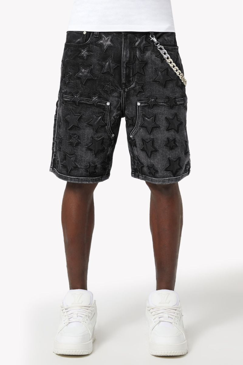 guapi obsidian black stars denim shorts