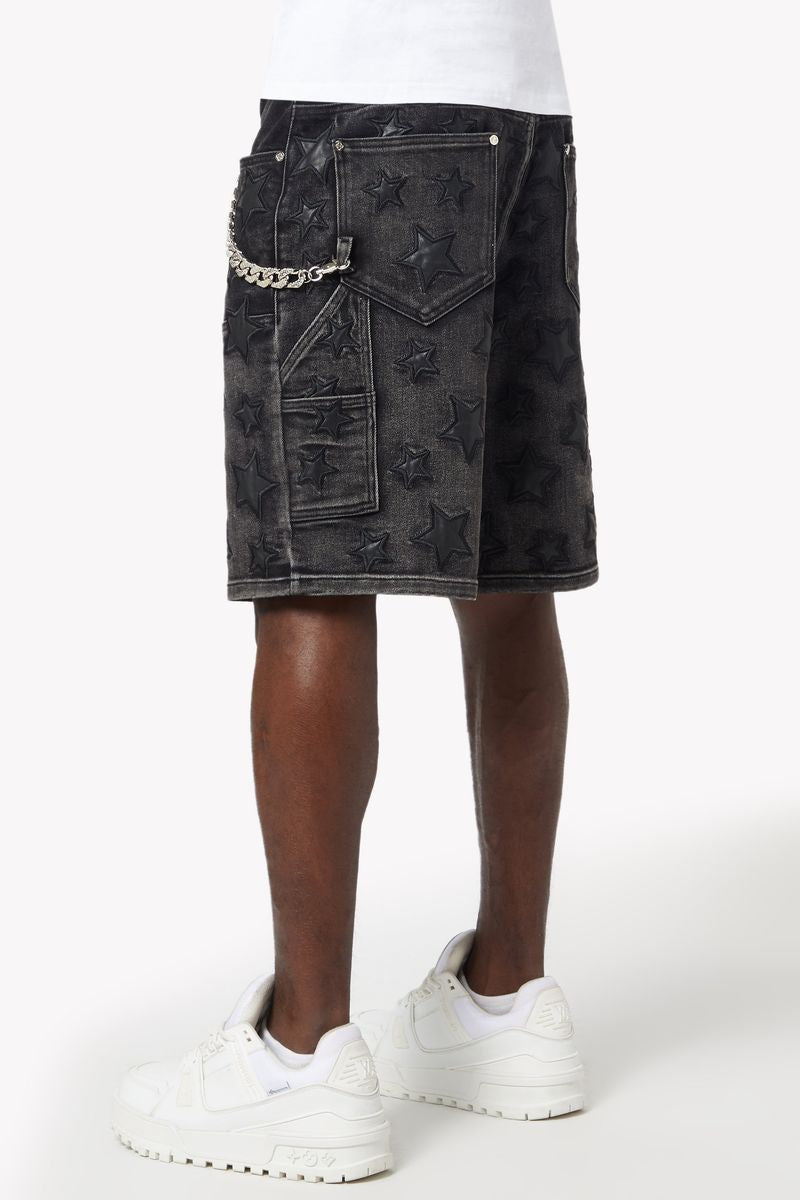 guapi obsidian black stars denim shorts