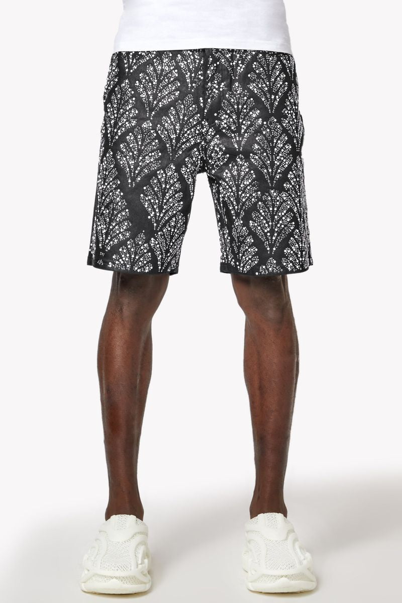 guapi obsidian black embellished denim shorts