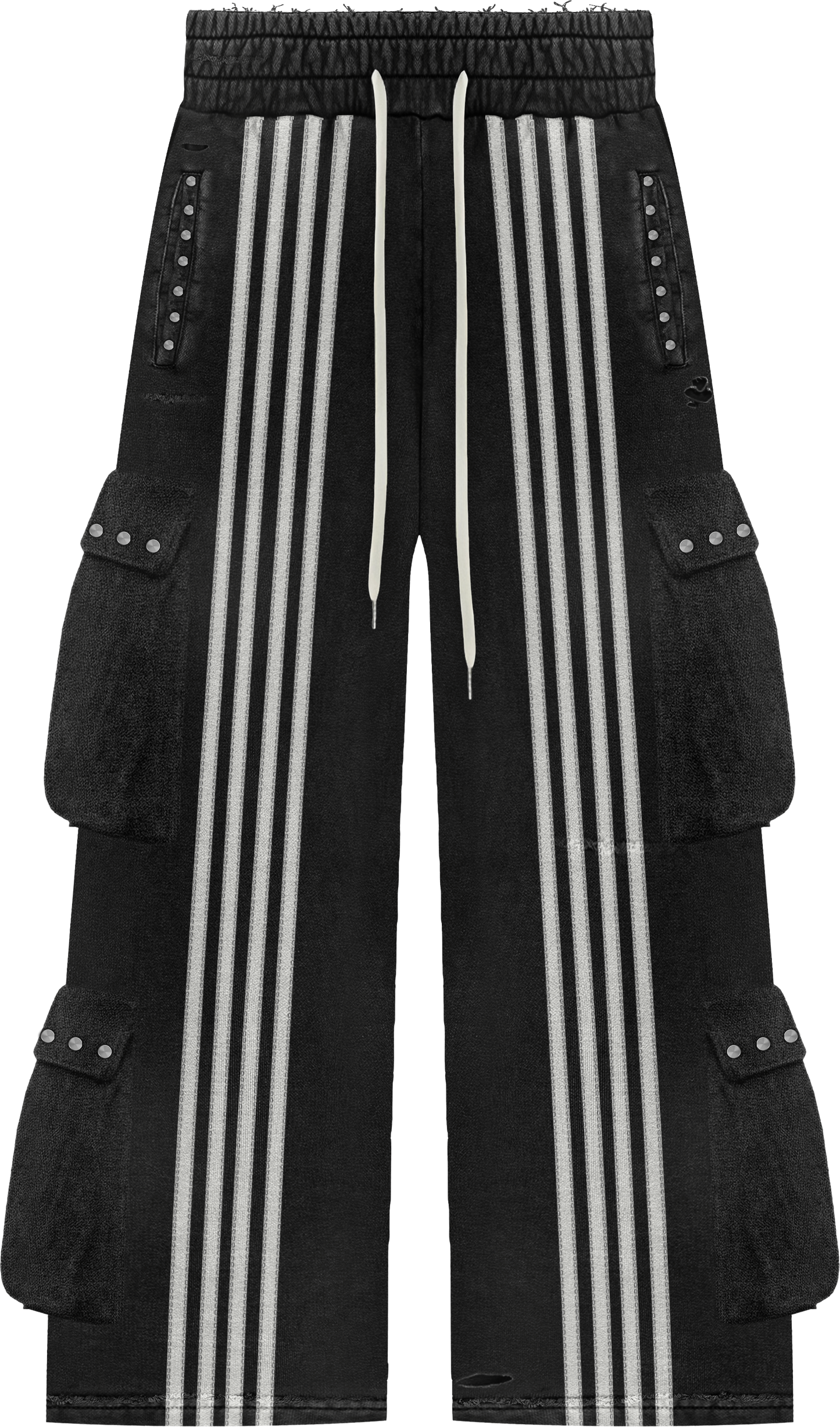 striped rhinestone sweatpants black