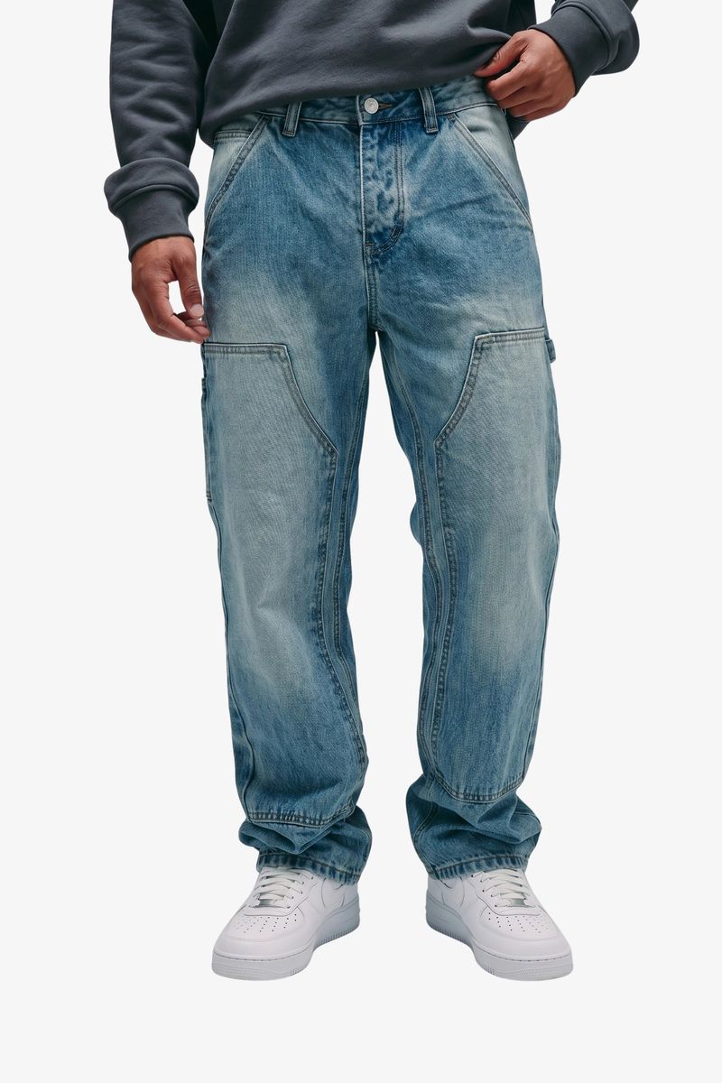 "rancher" straight-leg jeans light blue wash