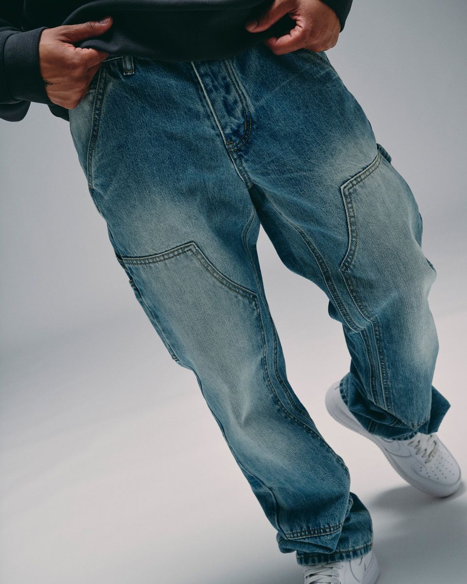"rancher" straight-leg jeans light blue wash