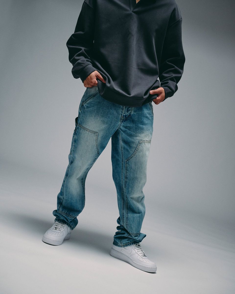 "rancher" straight-leg jeans light blue wash