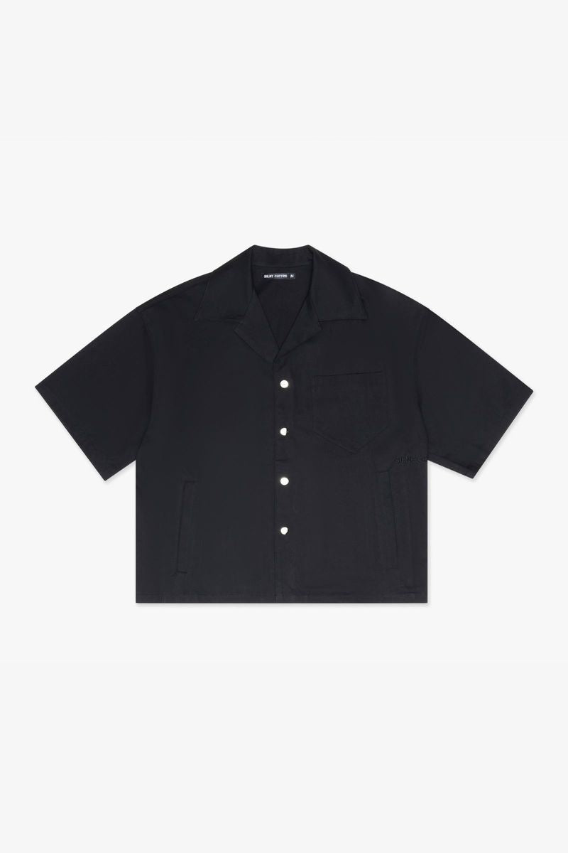 "one way" button down shirt black