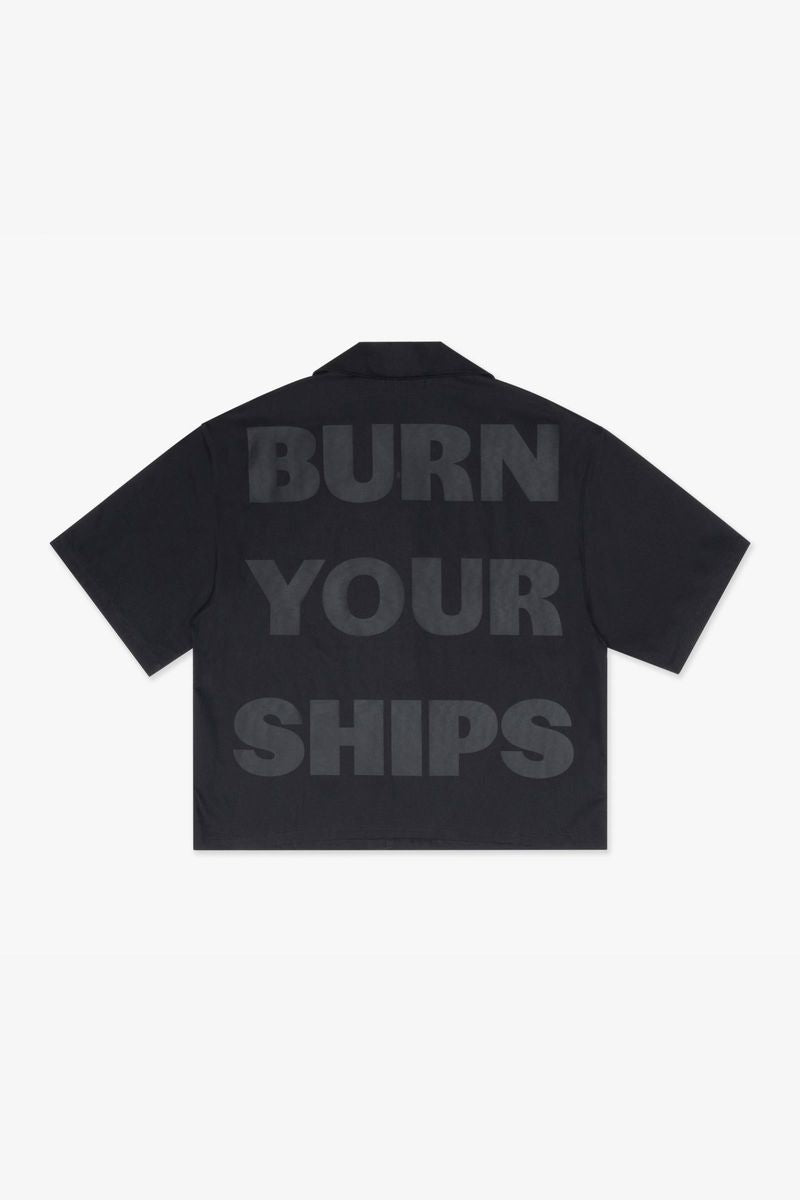 "one way" button down shirt black