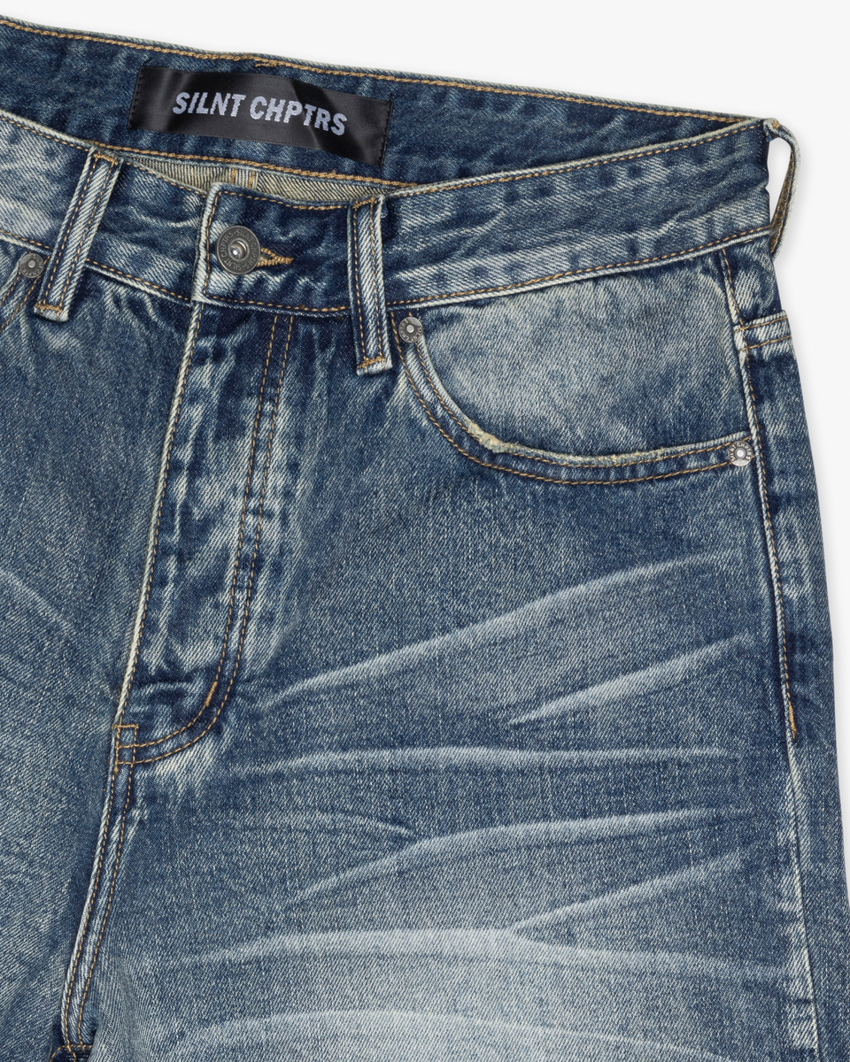 chptrs dark blue wash shorts
