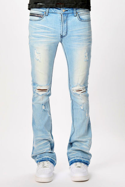 Rockstar Dag Stacked Flare Jean-Blue