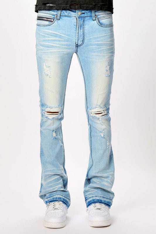 Rockstar Dag Stacked Flare Jean-Blue