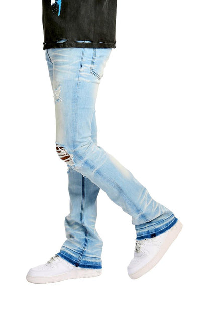 Rockstar Dag Stacked Flare Jean-Blue