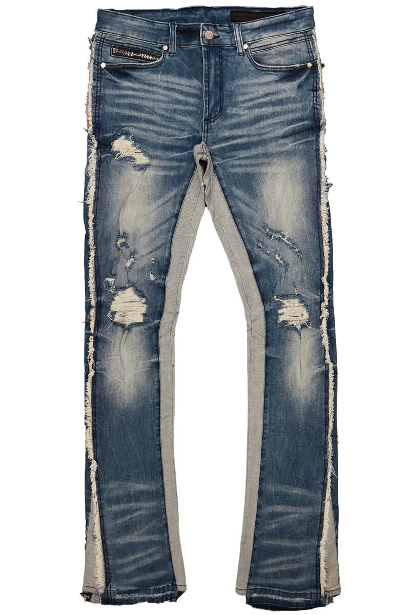 rockstar eugene stacked flare jean-dark wash