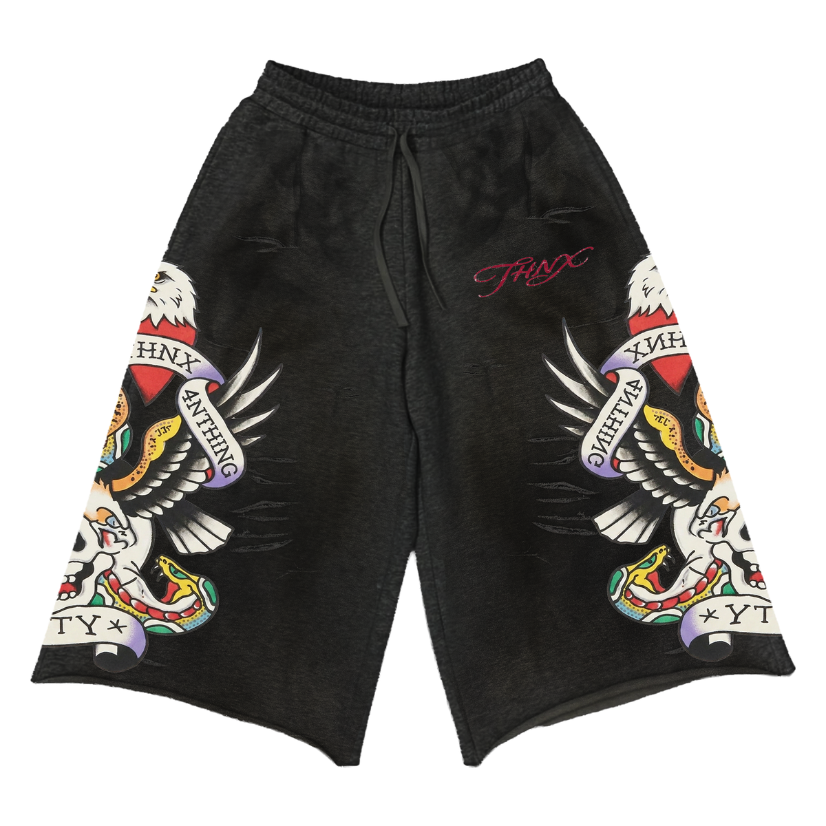 thnx for nothing wing & fang shorts