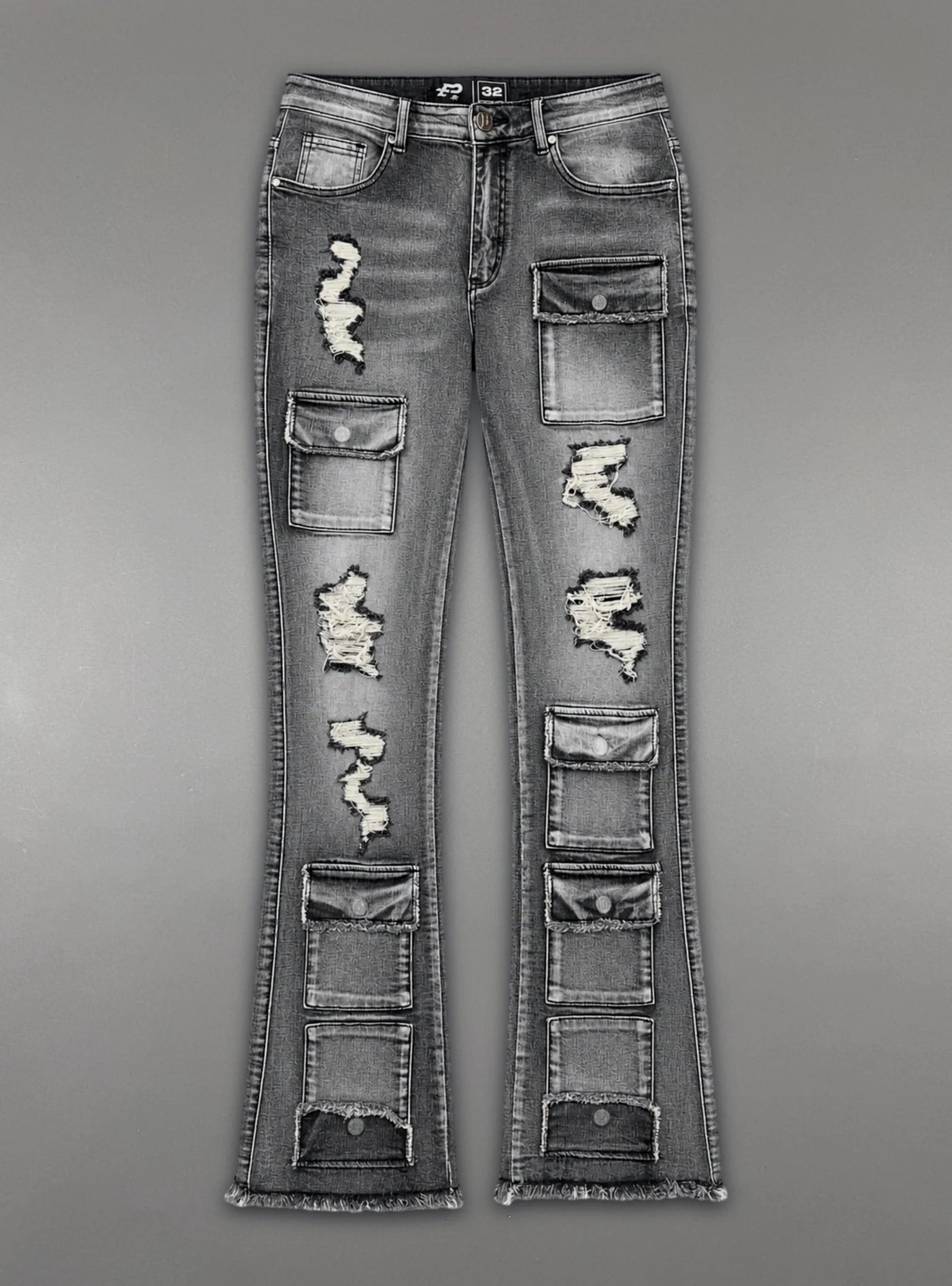 politics jeans - grey wash - stacked fit