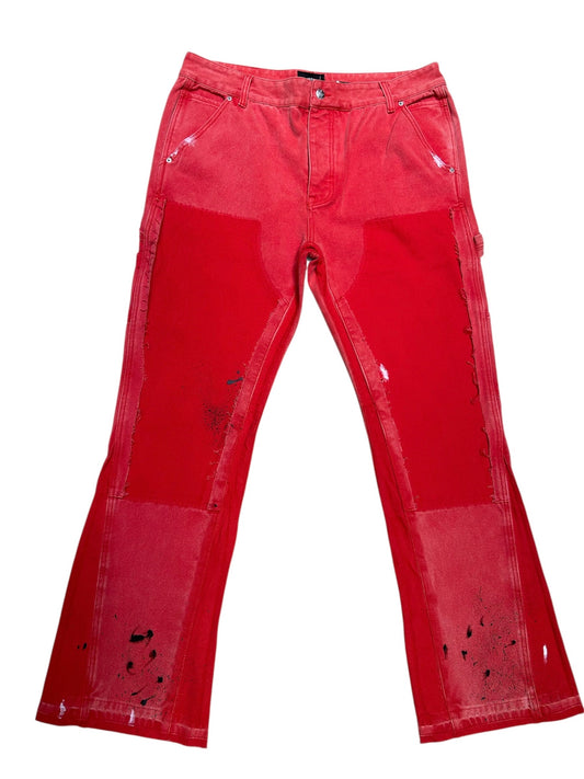Red Denim Flare Jeans