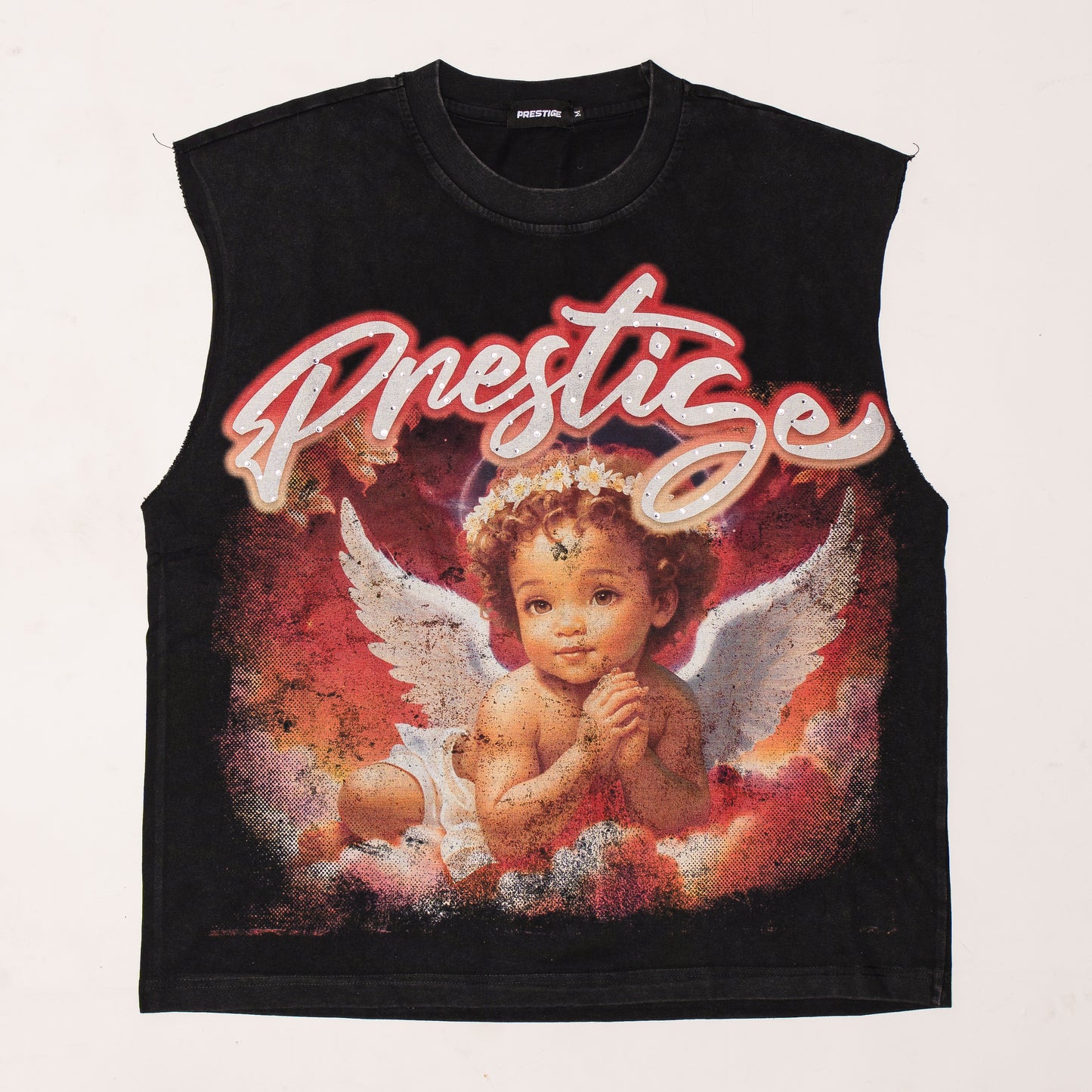 rhinestone angel sleeveless tee