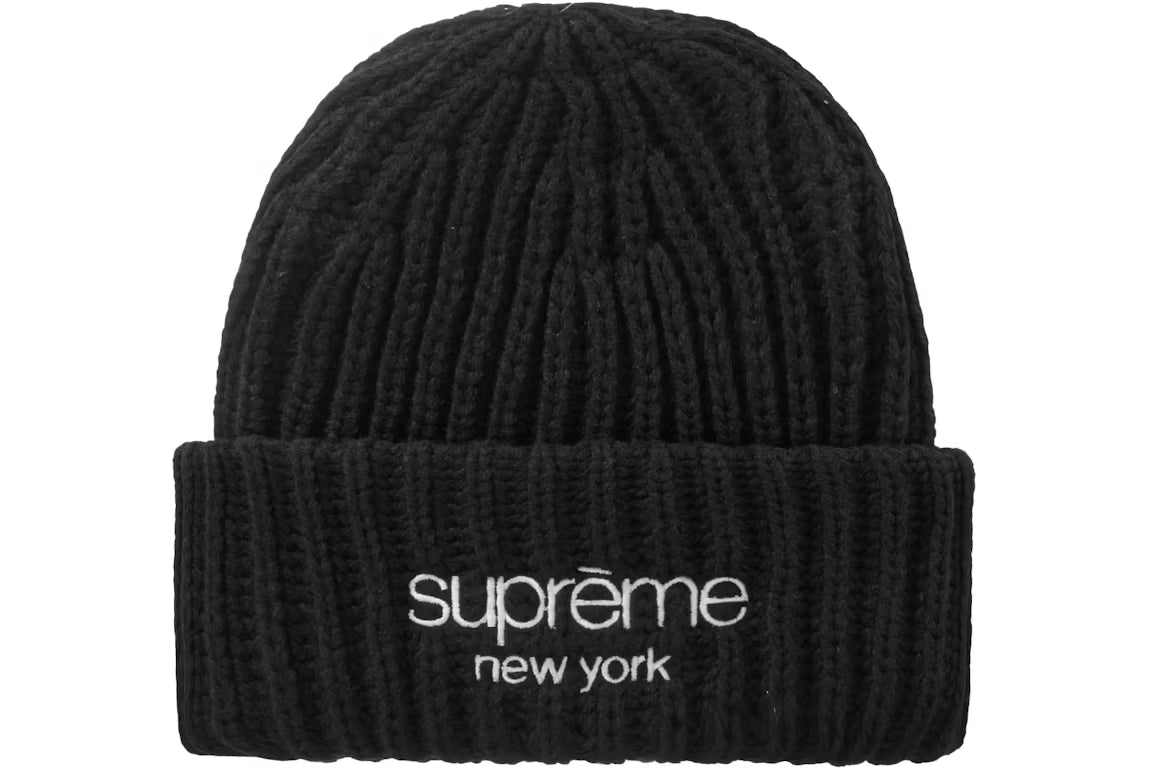 supreme classic logo chunky ribbed beanie