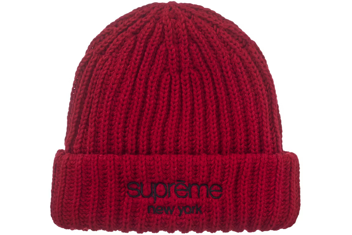 supreme classic logo chunky ribbed beanie