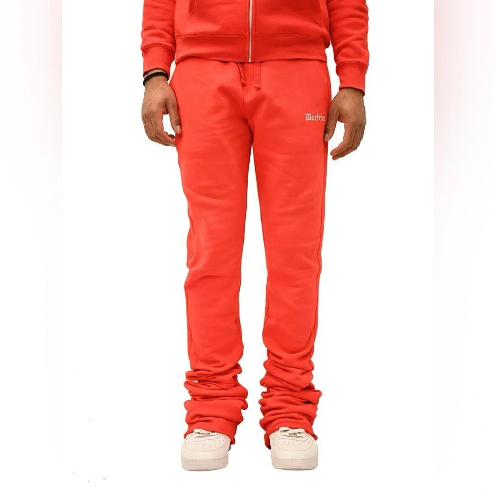 doctrine orange double stacked joggers